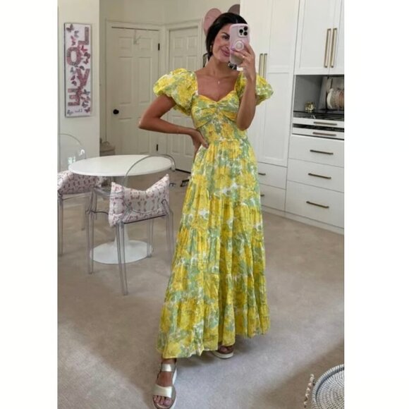 Free People Dresses & Skirts - FREE PEOPLE Sundrenched Floral Tiered Maxi Sundress in Butter Combo Size Medium